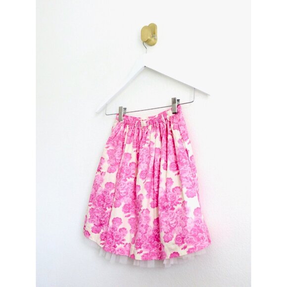 NEW! Crewcuts Pink Floral Print A-Line Skirt with Tulle Underskirt Detail SZ 8 - Picture 4 of 6
